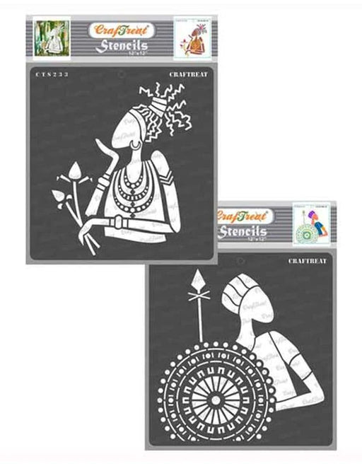 CrafTreat Tribal Stencil Designs 12x12 Inches for Wall Paintings
