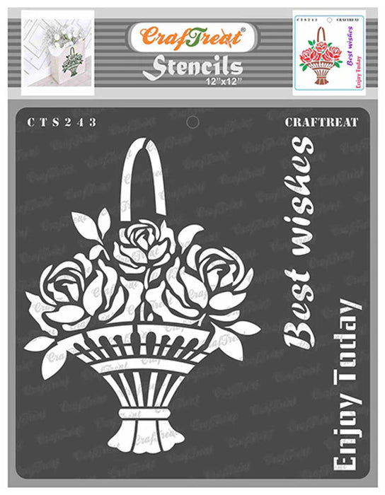 CrafTreat Best Wishes Stencil 12 InchesCTS243