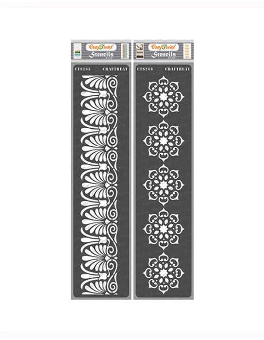 CrafTreat 3x12 inches Border pattern and Mandala border stencil for wall Paintings