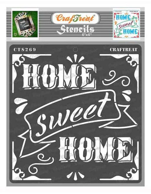 CrafTreat Home Sweet Home Stencil Quotes 6x6 Inches Quotes Stencil