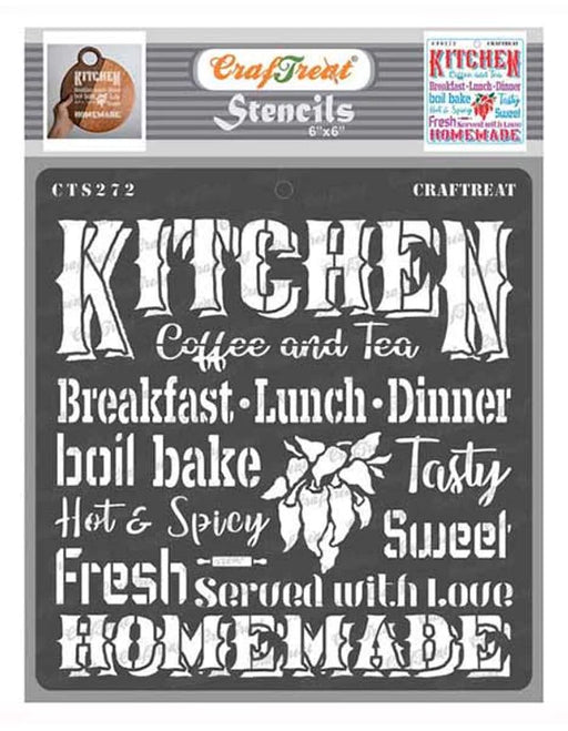 CrafTreat Kitchen Stencil Quotes 6x6 Inches for Decoration