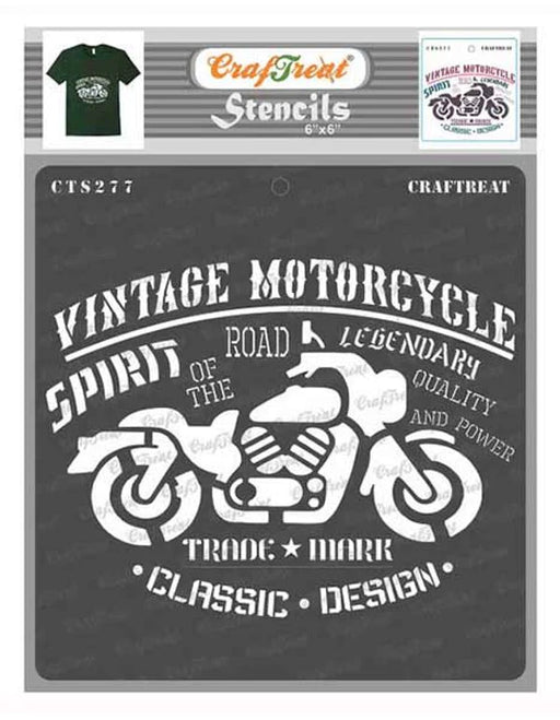 CrafTreat 6x6 Inches Motorcycle Stencil Quotes for Crafts