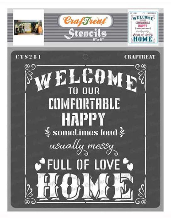 CrafTreat Welcome Home Stencil for Wall Decor Art