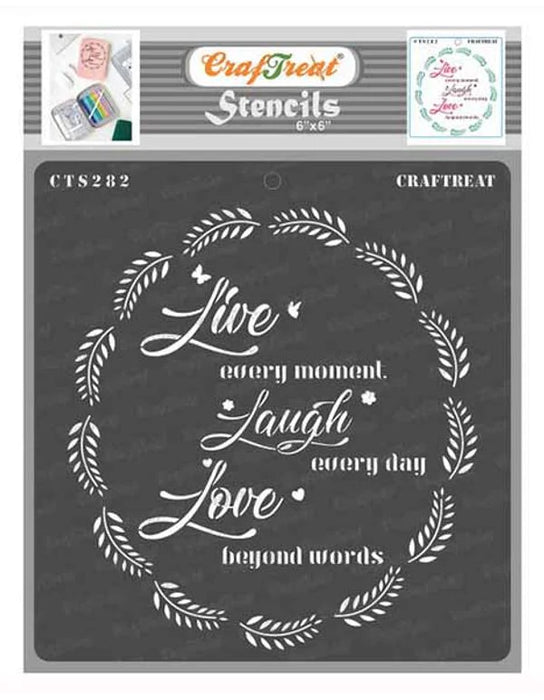 CrafTreat Live Laugh Love Quotes Stencil for Home D