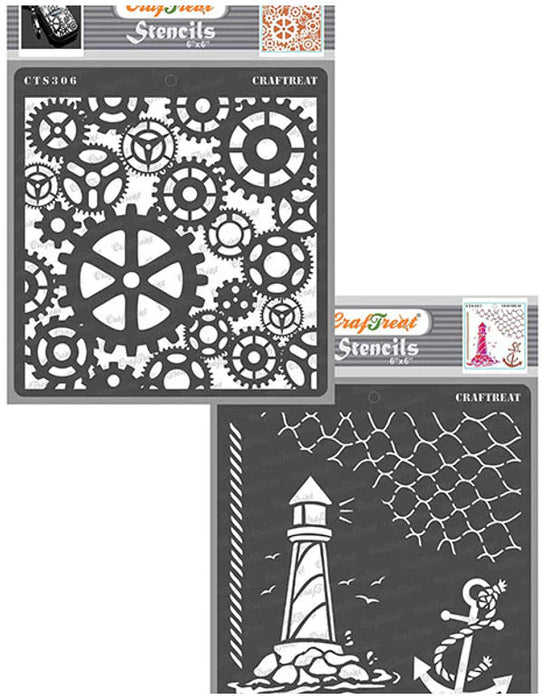 CrafTreat Gears and Nautical StencilCTS306nCTS307