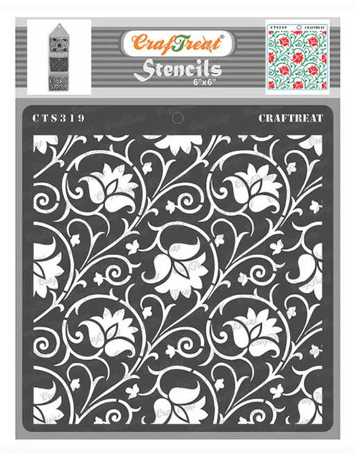 CrafTreat Arabesque Background Stencils 6x6 Inches for Painting