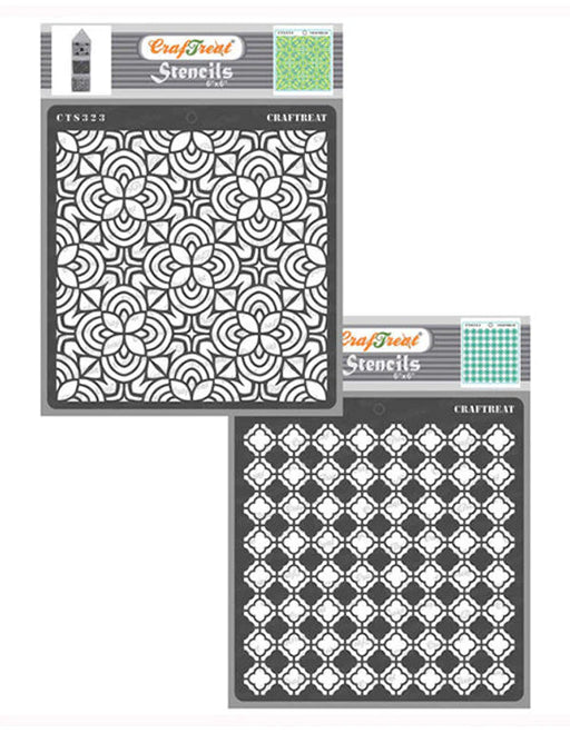 CrafTreat Moroccan Tile Stencil Template and Flourish Background Stencil 6x6 Inches