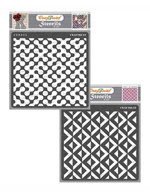 CrafTreat Abstract Connected Arcs and 3D Square Pattern StencilCTS331nCTS335