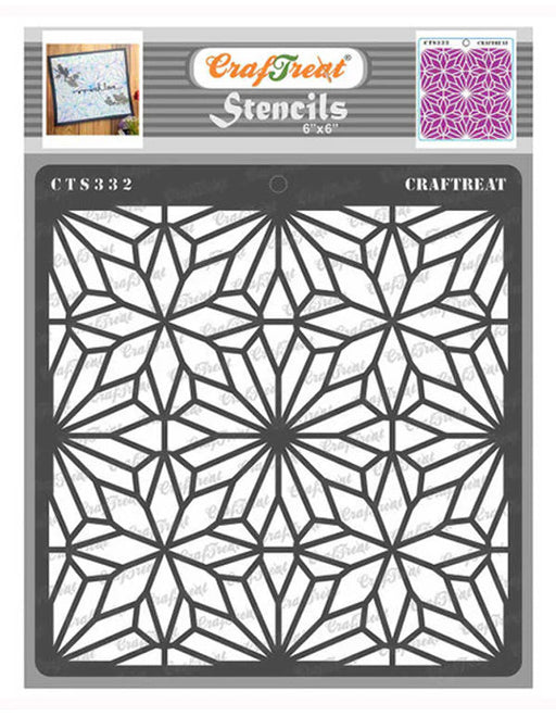 CrafTreat Geometric Flowers Stencil 6x6 Inches for Arts and Crafts