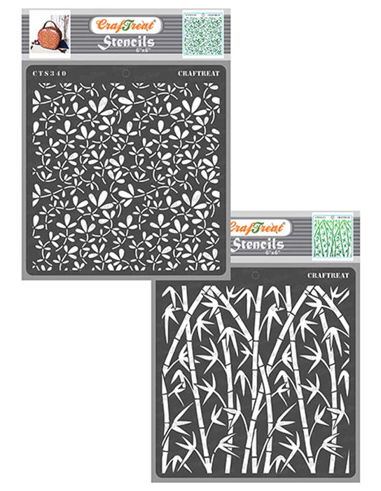 CrafTreat Foliage and Bamboo Forest Stencil 6x6 Inches
