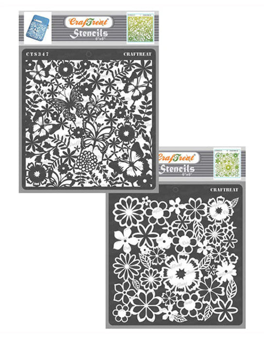 CrafTreat Butterfly Delight and Brimming Blooms StencilCTS347nCTS352