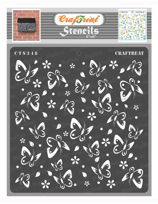CrafTreat 6x6 Inches stencil for butterfly 6x6 Inches, butterfly stencil for crafts