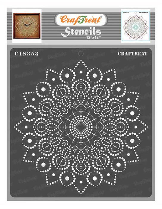 CrafTreat Peacock Dot Mandala Stencil 12 Inches inchCTS358