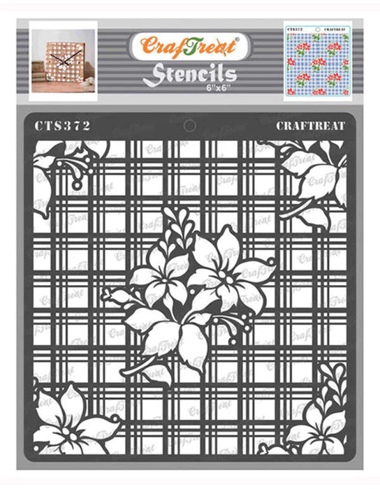 CrafTreat Flower Fusion Plaid Stencil 6x6 InchesCTS372