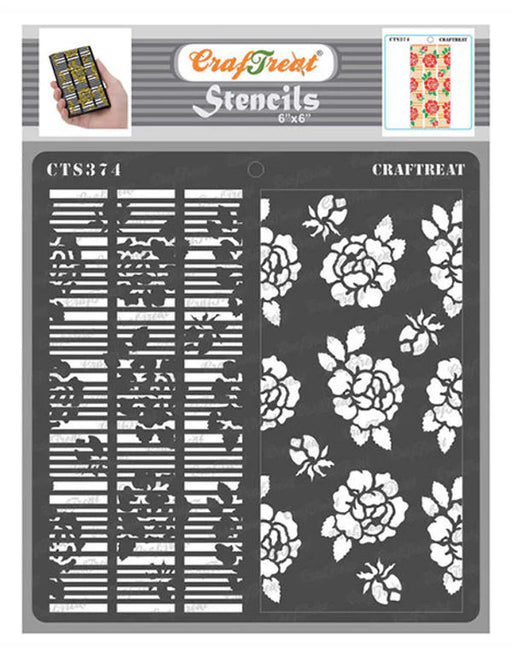 CrafTreat Flower Fusion Rose StencilCTS374