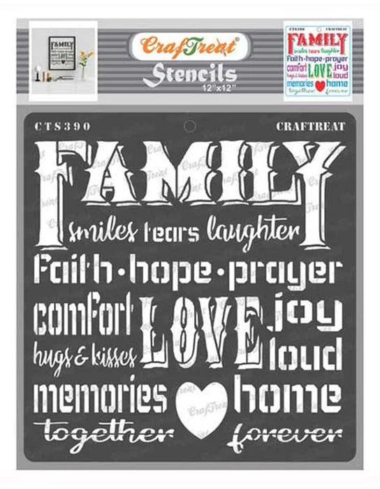 CrafTreat Family Wall Quote Stencil for Wall Designs