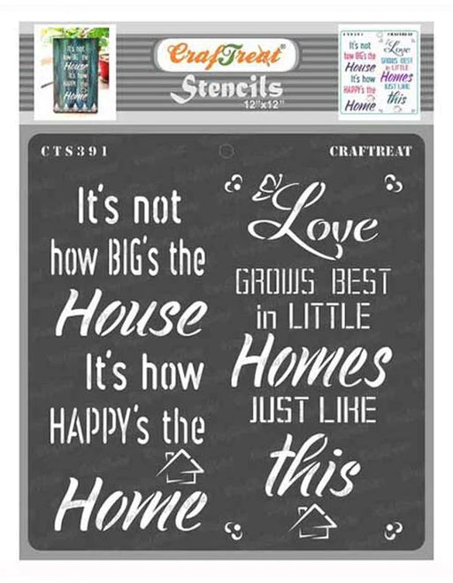 CrafTreat Happy Home Wall Stencil for Wall Designings