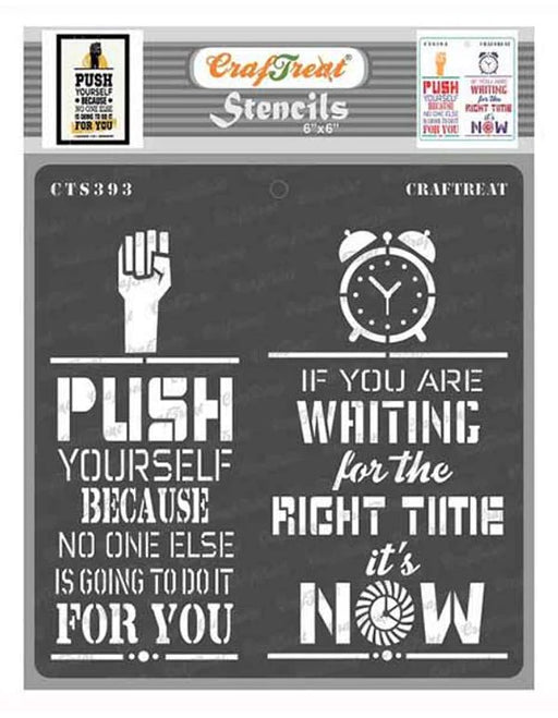 CrafTreat Right Time Quotes Stencil for Frame Decors