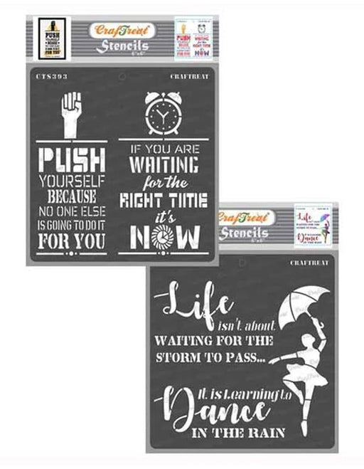 CrafTreat 6x6 Inches Motivational quotes and Dance in the rain stencil stencil for crafts