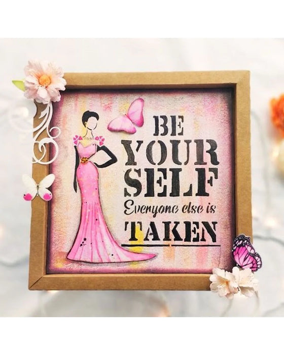 CrafTreat Be Yourself, Heal, Dance in Rain and Wonderful Life Stencil 6x6 4 Pcs Inches