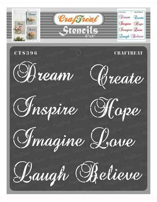 CrafTreat 6x6 inches Sentiment Quotes Stencil for art and craft paintings
