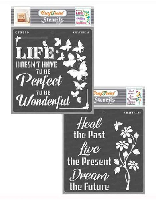 CrafTreat 6x6 Inches Heal and Wonderful Life Quotes Stencil for craft Ideas