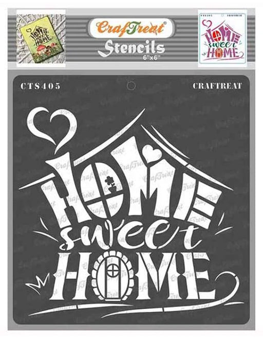 CrafTreat 6x6 Inches Home sweet home quotes stencil for Home D