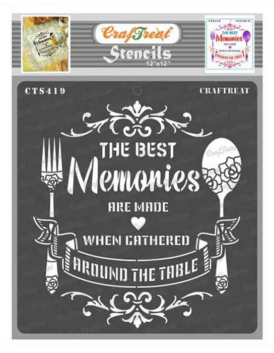 CrafTreat 6x6 Inches Dinning Memories Kitchen quotes Stencil