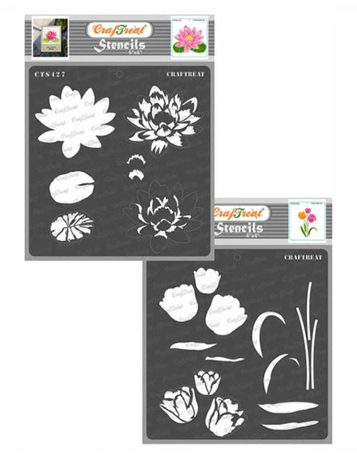 CrafTreat Lotus and Tulip StencilCTS427nCTS428