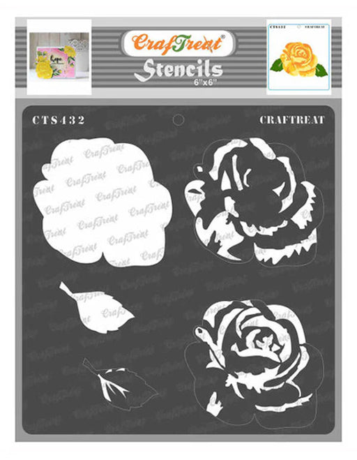 CrafTreat Rose Flower Stencil CTS432