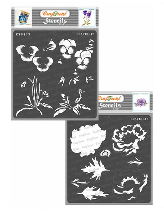CrafTreat Pansy and Anemone StencilCTS433nCTS434