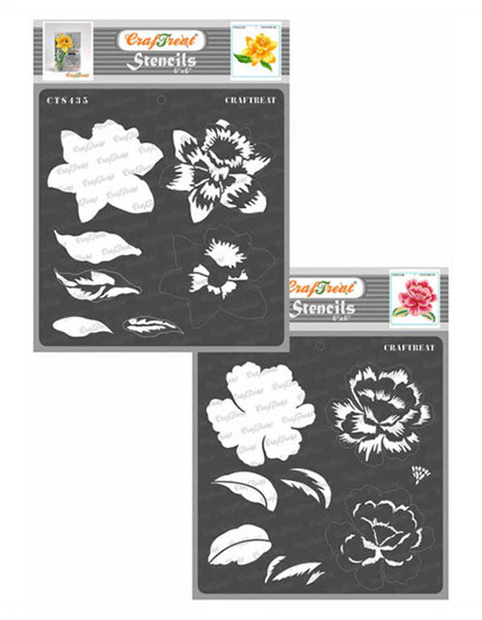 CrafTreat Daffodil and Peony Bloom StencilCTS435nCTS436