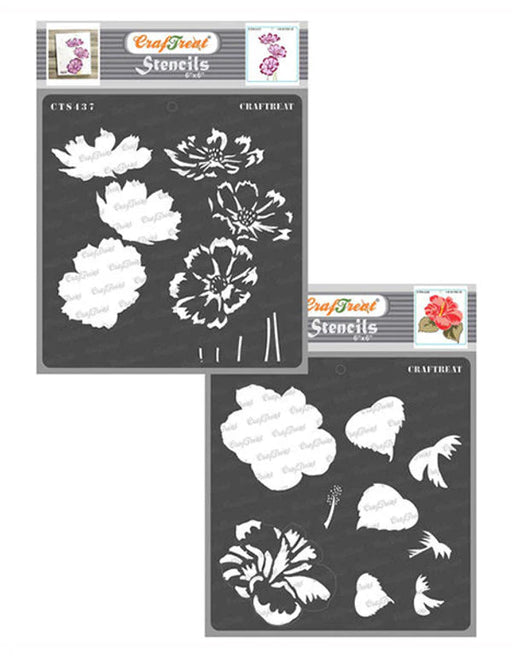 CrafTreat Cosmos and Hibiscus StencilCTS437nCTS438