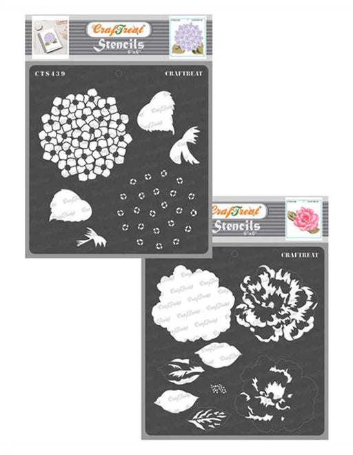 CrafTreat Hydrangea and Peony 2 StencilCTS439nCTS440