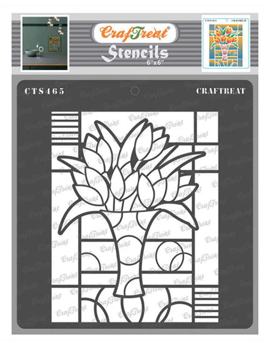 CrafTreat Stained Glass Flower Vase StencilCTS465