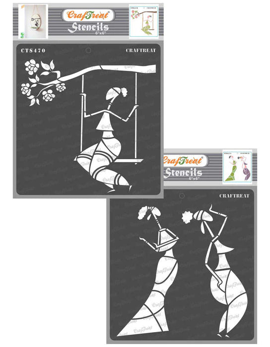CrafTreat Sitting on a Swing and Dancing StencilCTS470nCTS471