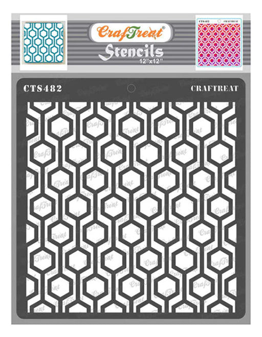 CrafTreat Connected Hexagon Stencil 12 InchesCTS482