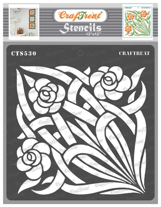 CrafTreat Stained Glass Flowers and Vines Stencil 12 InchesCTS530