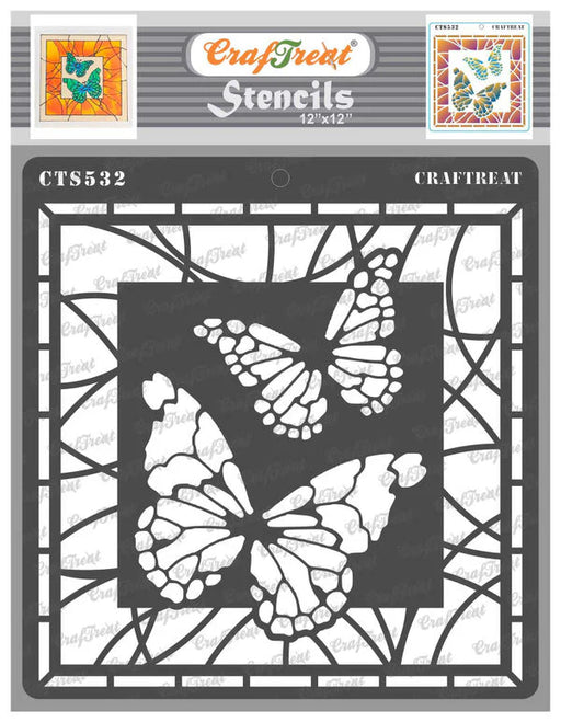 CrafTreat Stained Glass Butterflies Stencil 12 InchesCTS532