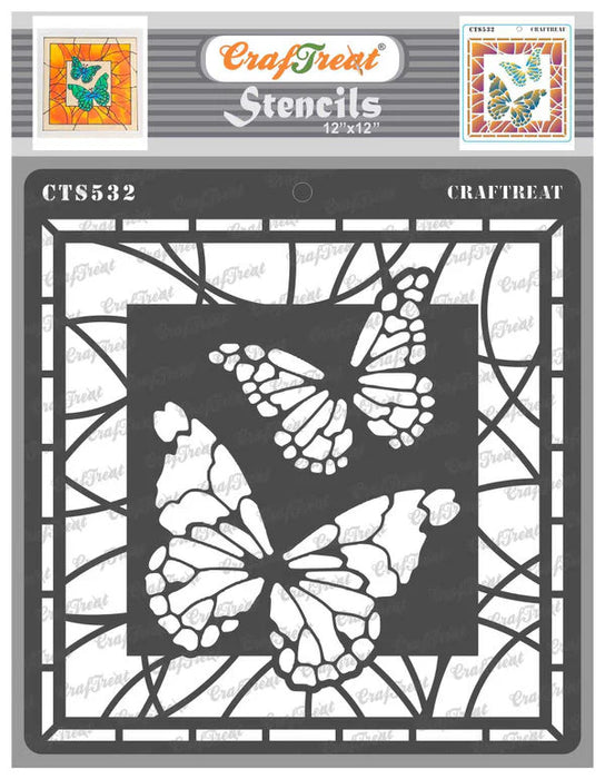 CrafTreat Stained Glass Butterflies Stencil 12 InchesCTS532