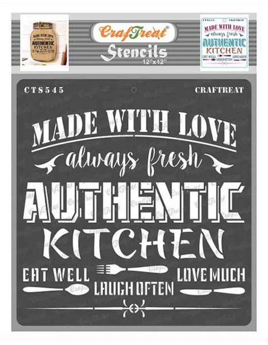 CrafTreat Kitchen Stencil 12x12 Inches Quote Stencils