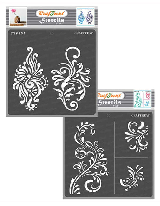 CrafTreat Peacock Flourish and Fancy Flourish StencilCTS557nCTS579