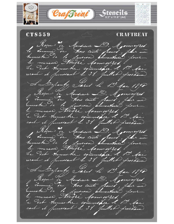 craftreat-stencil-french-scripts-a4-cts559 — thecraftshop.in