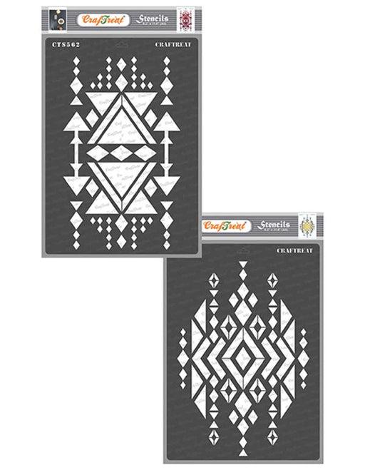 CrafTreat Aztec Design1 and Aztec Design2 A4StencilCTS562nCTS563