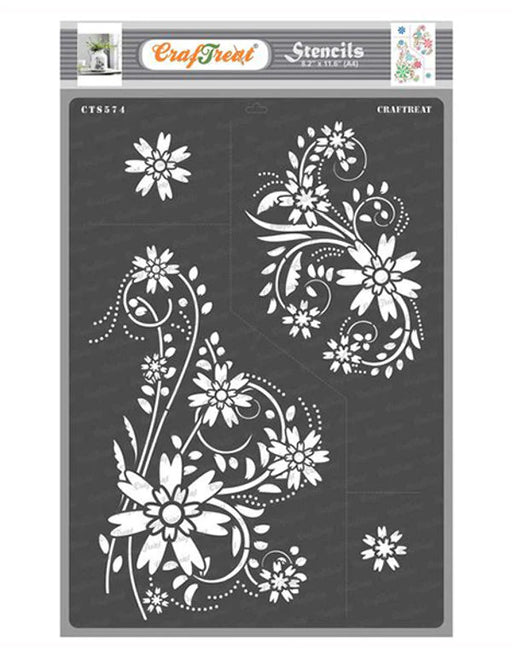 CTS574 Floral Flourish Stencil A4