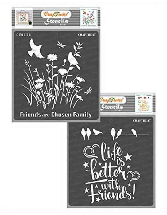 CrafTreat Friends are Chosen Family Better with Friends Stencil Phrases