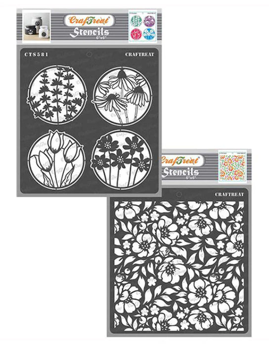 CrafTreat Flowers Negative and Anemone Background StencilCTS581nCTS582