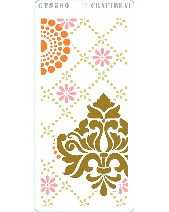 CrafTreat Dots and Damask Stencil 4x8 Inches