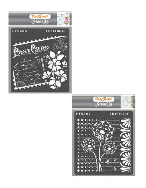 CrafTreat Carte Postale and Dandelion Love StencilCTS593nCTS597