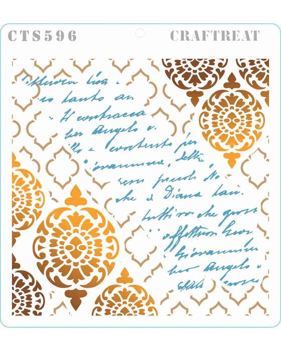 CrafTreat Weaves and Diamonds and Grunge Damask Stencil 6x6 Inches